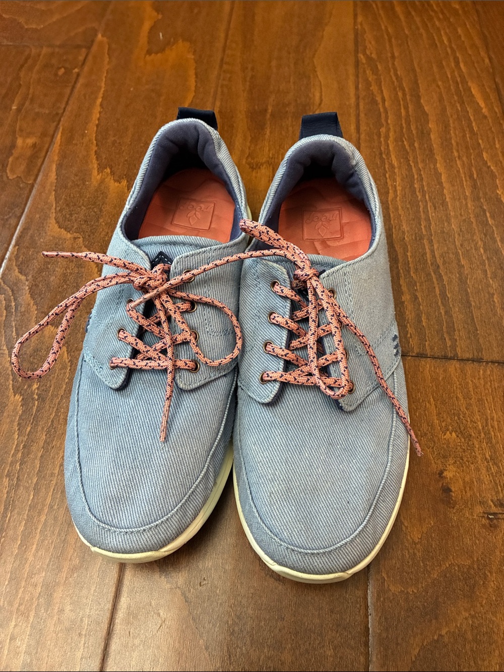 Reef Light Blue Canvas Flats with Coral Laces